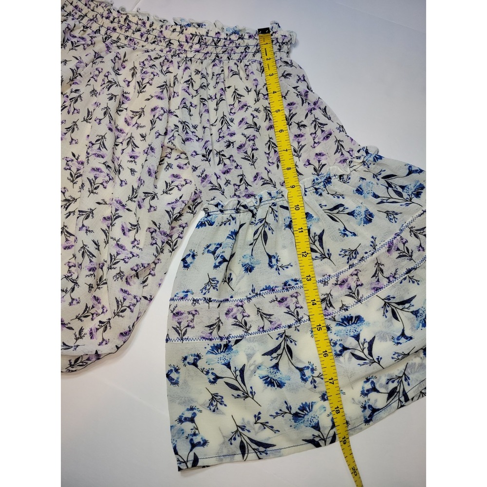Free People Floral Smocked Off Shoulder Peasant Top Size Small Blue & Lavender - Picture 11 of 11